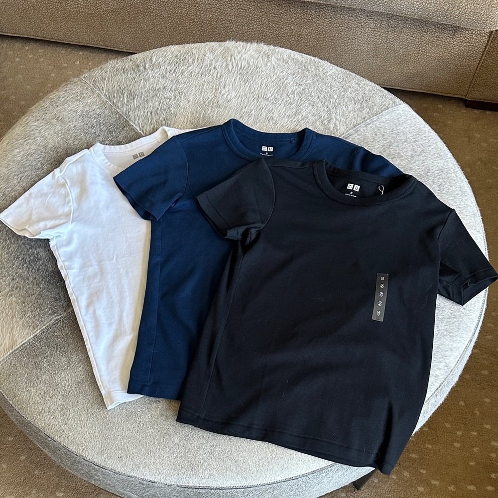 Uniqlo Women's Short Sleeve Tee Trio - White, Navy, Black